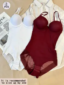 Women's Ruched Tummy Control Slimming Bodysuit with Thin Straps, Spaghetti Strap, Perfect for Evening Gowns, All-Season Comfortable Underwear, Firm Control Shapewear