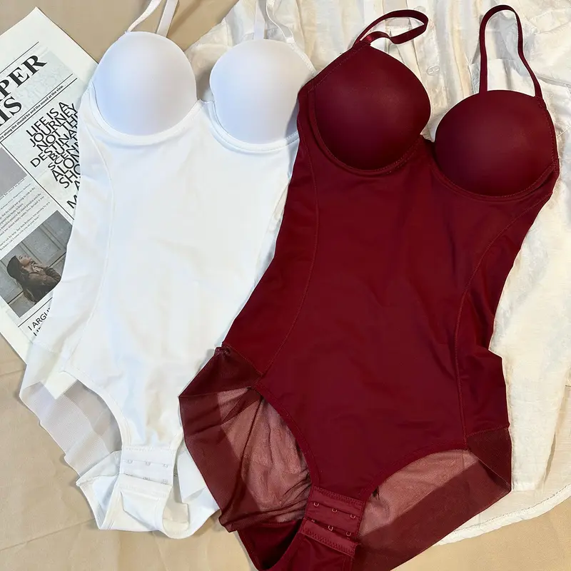 Women's Ruched Slimming Shapewear Bodysuit Set, Thin Strapless Design, Perfect for Evening Gowns, All-Season Comfortable Underwear, Shaper Bodysuits