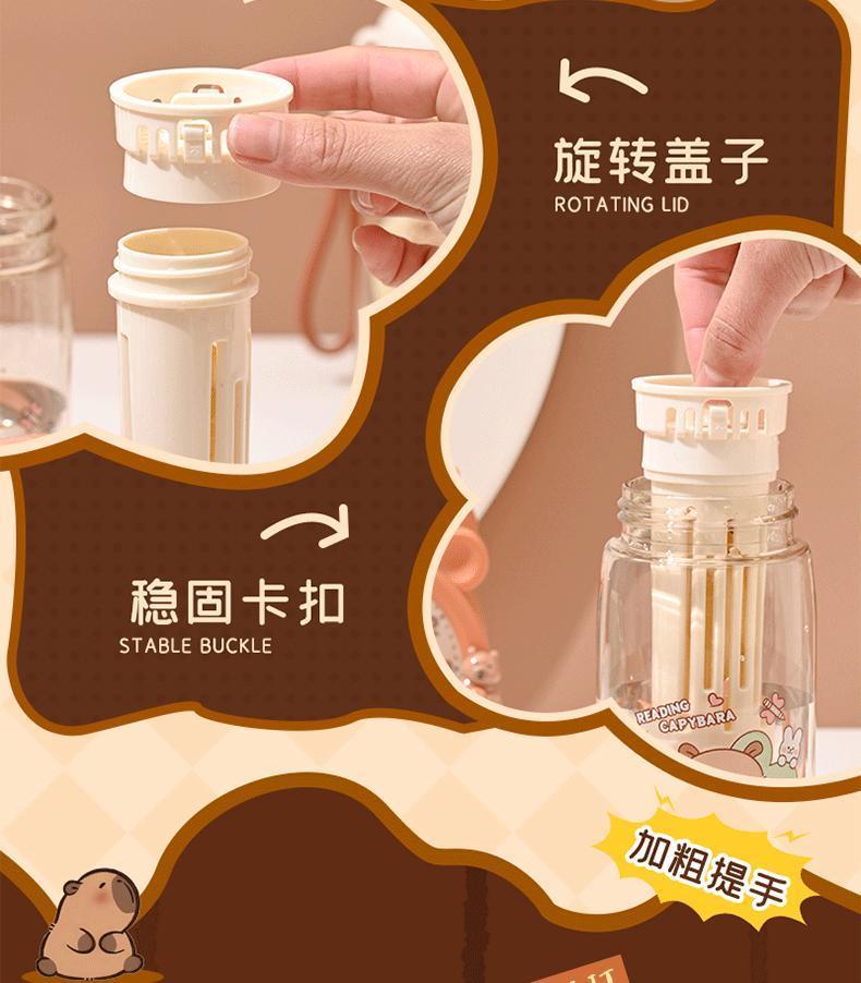 Cartoon Large Capacity Children'S Capybara Water Cup Sports Straw Double Drink Kids Kawaii Water Bottle Juice Cup Gift