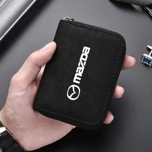 Simple Leather Zipper Card Holder, Unisex Wallet for Mazda 3 Bk Bl 323 Axela Atenza Cx-3 Cx-4 Cx5 Cx-7, Multi-Functional ID Insurance Card Case