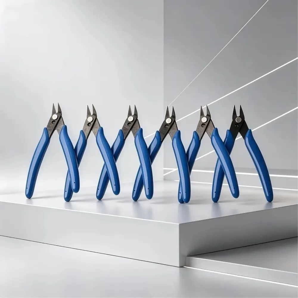 5 Pack Wire Cutters with Spring | 5 inch Precision Flush Cutters Bulk Nippers ，Flush Cutting Pliers Wire Snips Small Side Cutters for Electronics Crafts Jewelry - Blue