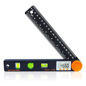 Digital Angle Finder Tool, 7 Inch 0-360 Degree LED Protractor with Horizontal and Vertical Bubble Levels, Ruler Meter, Accurate for Carpenters, Woodworkers, Fabricators