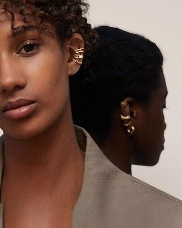 CASSIECA 9Pcs Ear Cuff Non Piercing Earrings for Women Me 14K Gold Plated Ear Cuffs Earring Non Pierced Ears Adjustable Clip On Trendy Fake Cartilage Conch Helix Jewelry with 5A CZ