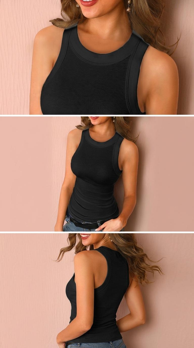 Serenade Ribbed Knit Tank 2026 Summer Women's Solid Color Vest Casual Versatile