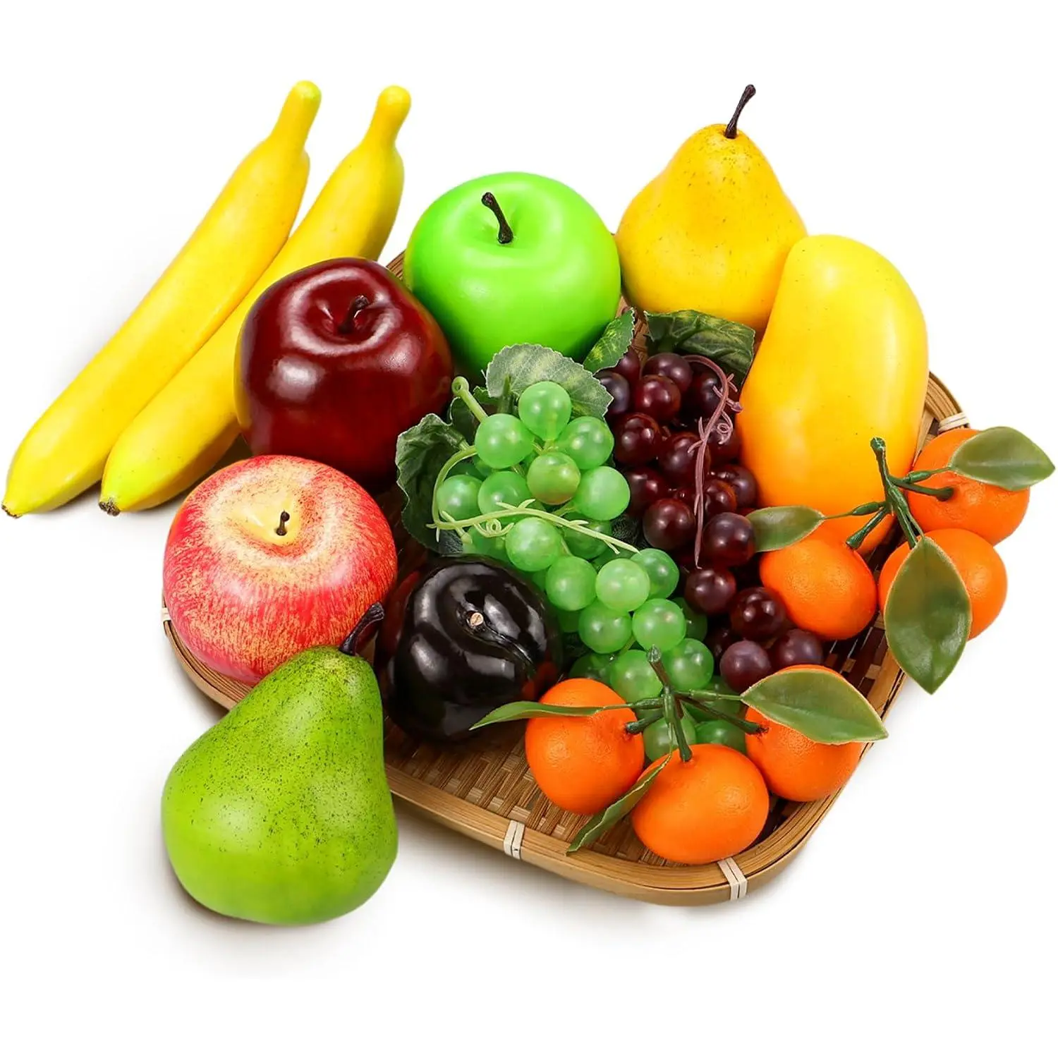 13 count Artificial Fruits Pack,  Fruit Decoration Realistic Faux Fruits for Party Chirstmas Decortion, Artificial Apples  Oranges Grapes Decortion Prop