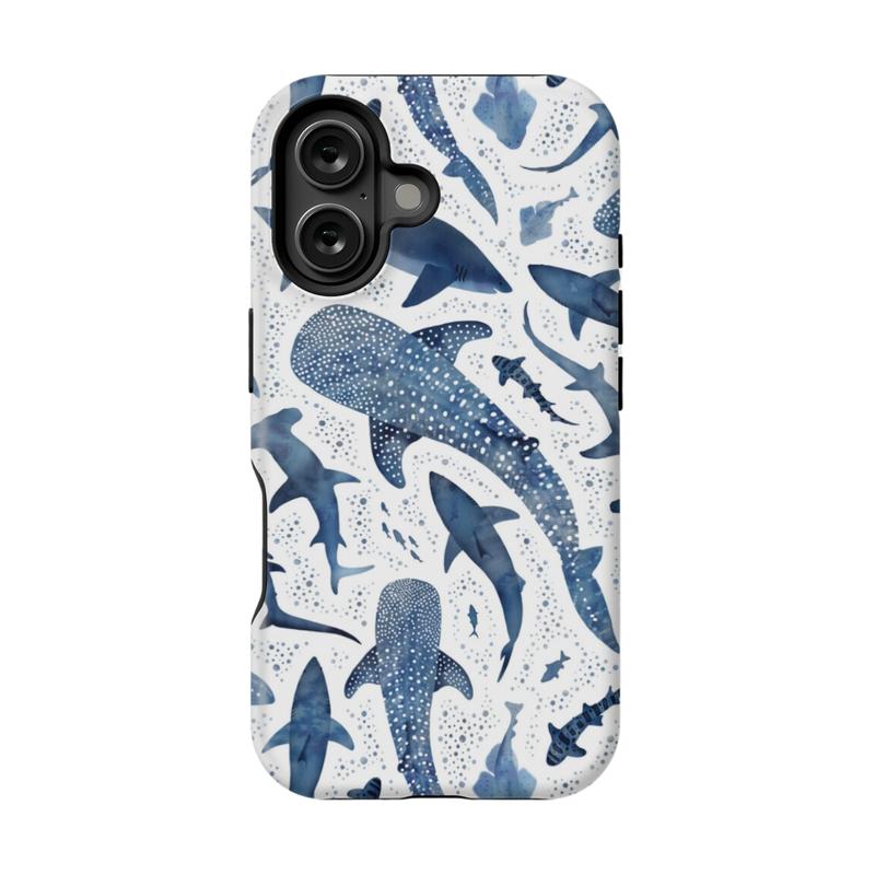 Ocean Shark Pattern iPhone Case – Marine Wildlife Design, Cover For Iphone 17, 14pro, 16promax