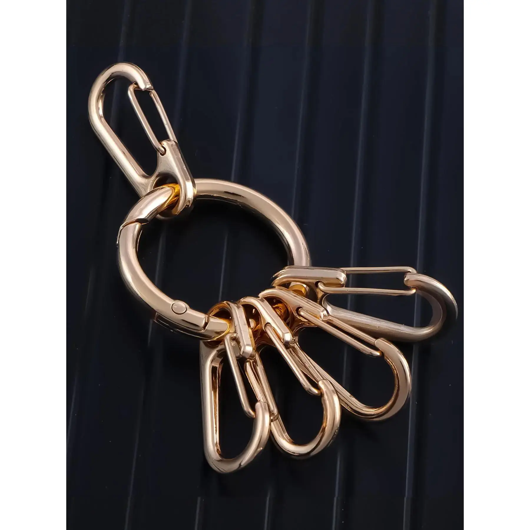 5 Hook Detachable Metal O Ring Spring Clasps, Heavy Duty Keychain Clip Buckles with Key Rings, Durable Bag Accessories for Women Men, Lanyard Dog Collar DIY Craft Keyring Organizer