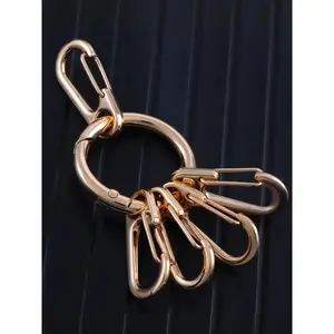 5 Hook Detachable Metal O Ring Spring Clasps, Heavy Duty Keychain Clip Buckles with Key Rings, Durable Bag Accessories for Women Men, Lanyard Dog Collar DIY Craft Keyring Organizer