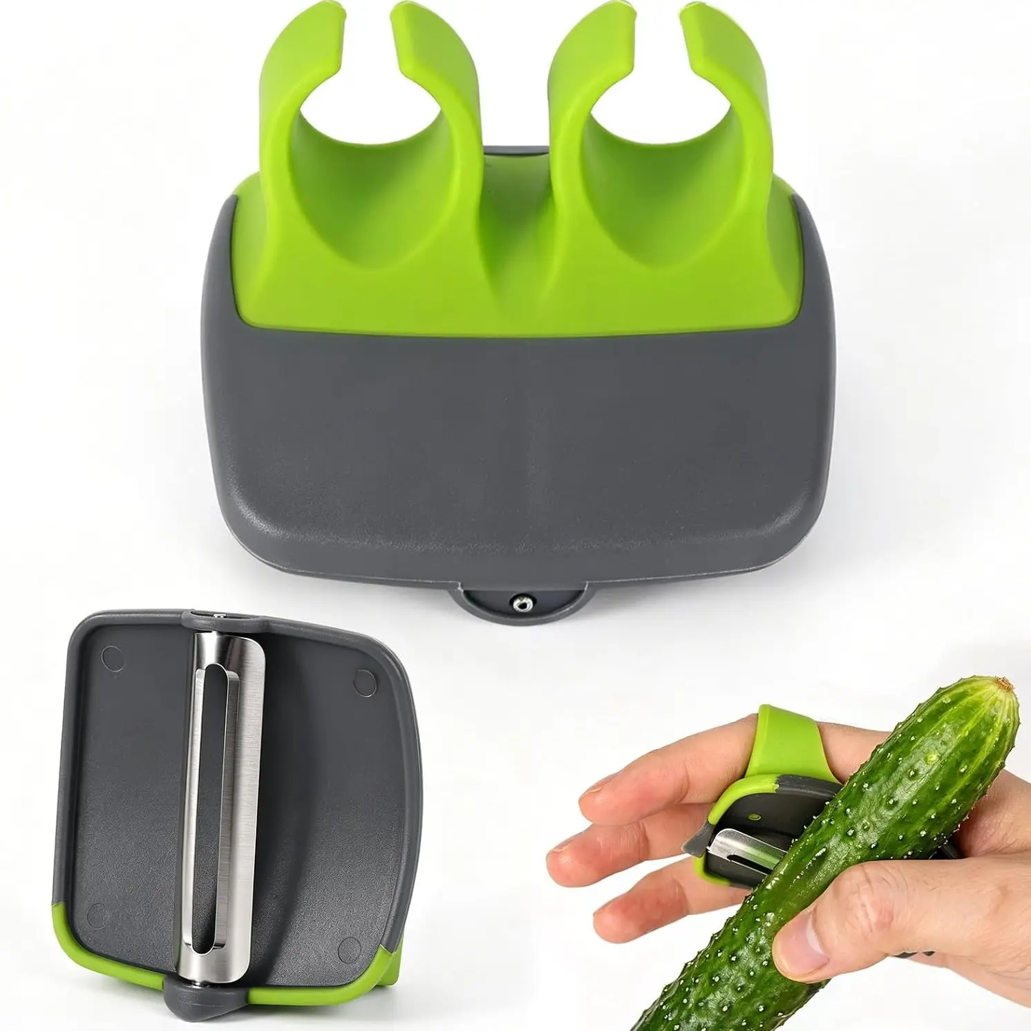 Ergonomic Vegetable Peeler, Dual-Finger Handle, Sharp Stainless Steel Blade, Portable Handheld Fruit Veg Peeler, Kitchen Essential