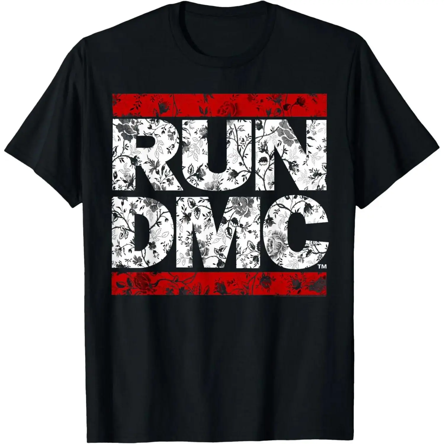 Run DMC Official Floral Red Logo T-ShirtVintage Graphic Tee  Y2K Graphic Tee