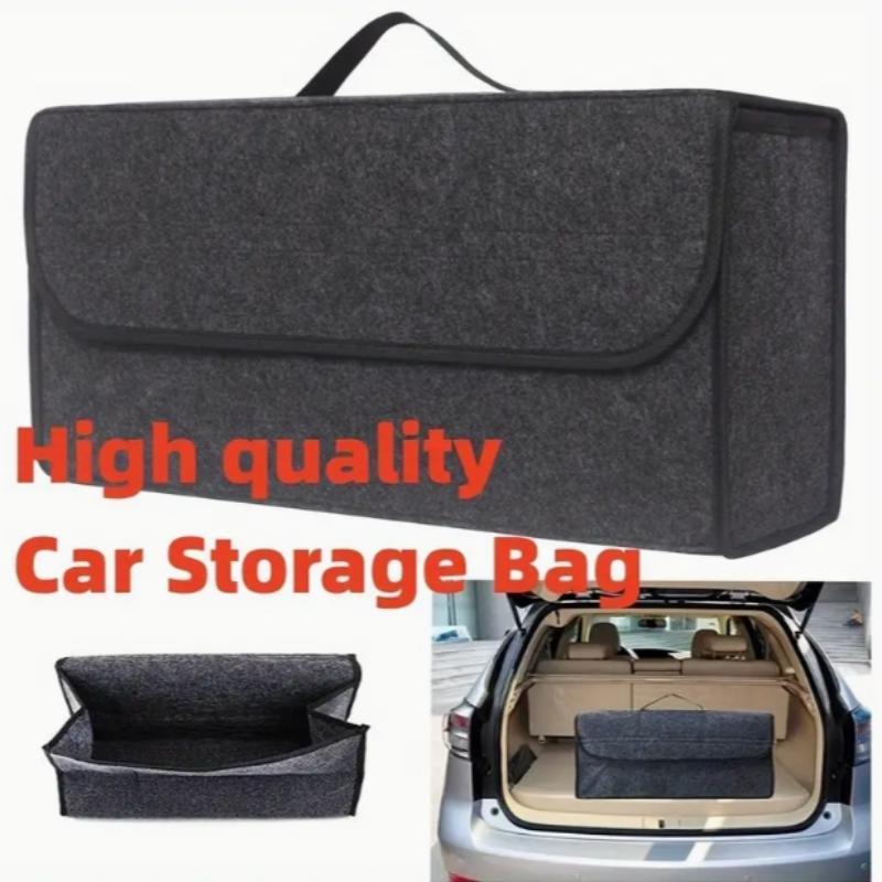 Large-Capacity Felt Car Trunk Storage Box, Portable Foldable Car Trunk Organizer, Car Interior Storage Container with Handle, Universal Car Accessories