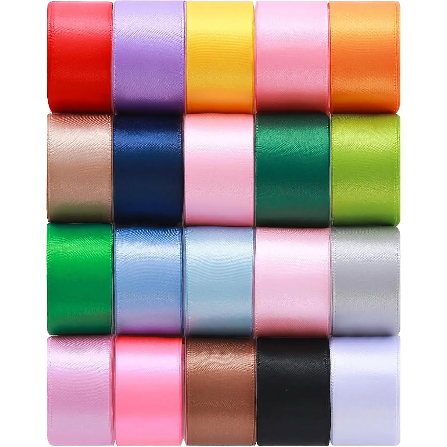 1inch 20 Colors Satin Ribbon Set, 1" X 2Yd x 20Rolls Rainbow Ribbons for Gift Wrapping, Wedding Party Decoration, Invitations, Bridal Bouquets, Total 40 Yards
