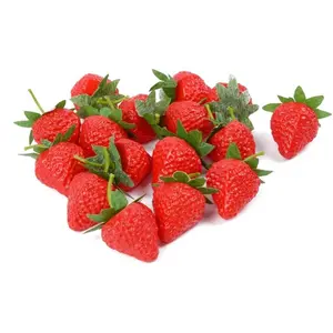 20 Pieces S Size Lifelike Red Realistic Artificial Plastic Strawberries for Kitchen Party Decoration and Photo Prop