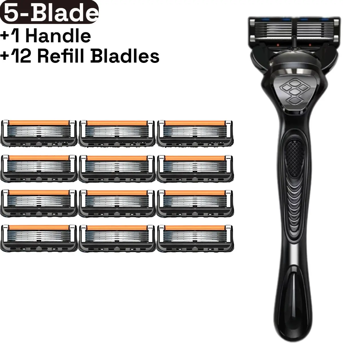 Men's shaving kit, razor set, 1 handle and refill blades, safety razor, 5 blade razor for men, men grooming razor, smooth shave razor no irritation.