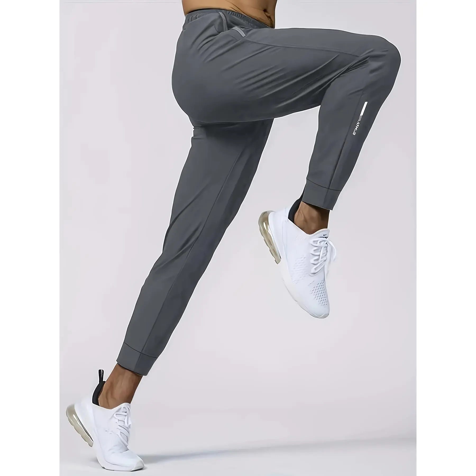 Men's 2 Pack Cooling Stretch Jogger Pants - Quick Dry Zipper Pockets Running Gym Ankle Length