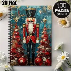 1 Christmas Nutcracker Spiral Coil Notebook, 5.7x8.26 Inch, Festive Art Design, Lined Pages, Durable Binding, Xmas Journal for Holiday Memories, Gift for Christmas Lovers, Holiday Party Notes, Winter Season Writing Notebook [2D] Flat