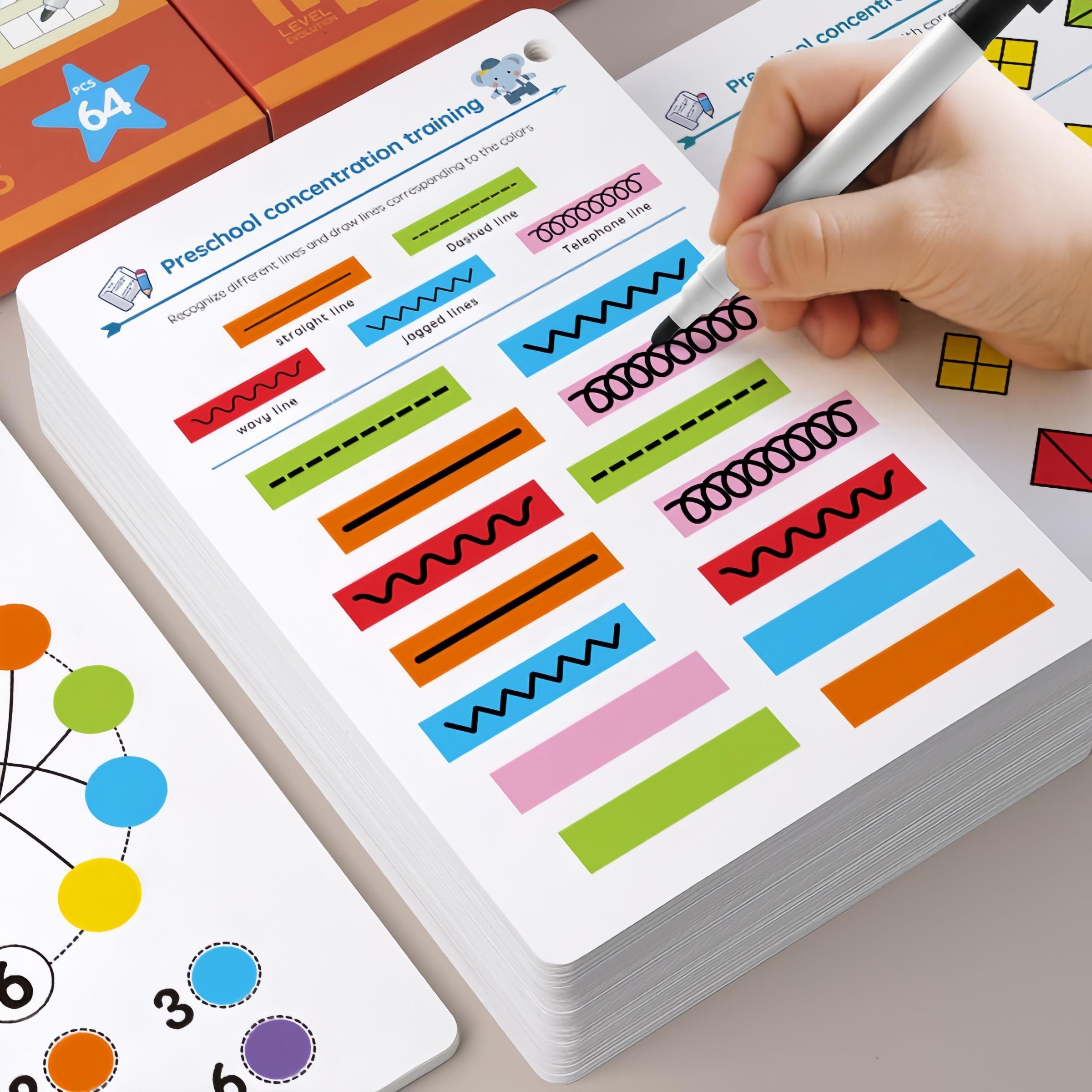 Focus Training Children Reusable Writing Practice Book, Basic Handwriting Workbook for Kids, Tracing Preschool Books, Easy Erasable Textbook for Learning and Development