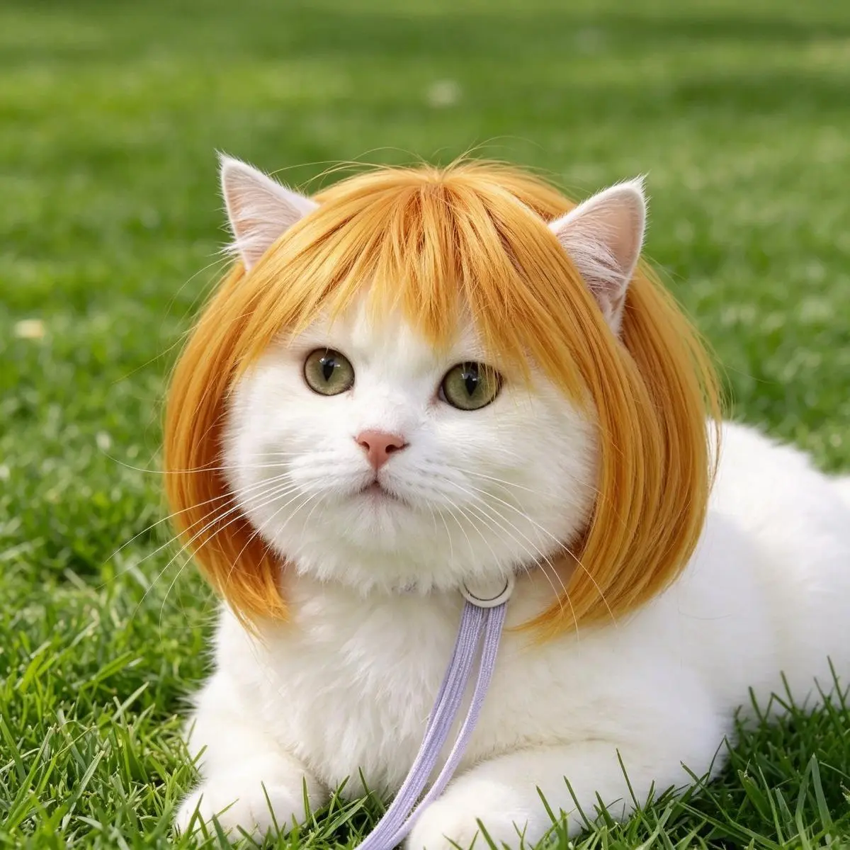 Pet Wig Costume for Dogs & Cats, Funny Short Hair Headband in Soft Elastic Fabric, Lightweight with an Adjustable Band for Parties & Photos, Funny Look, Party Accessory, One-Piece, Skin Safe