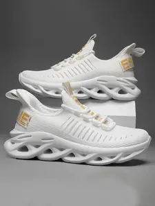 Summer Breathable Casual Shoes, Lightweight Eva Sole, Textile Upper, Round Toe, Letter Pattern, Comfortable for Sports & Leisure