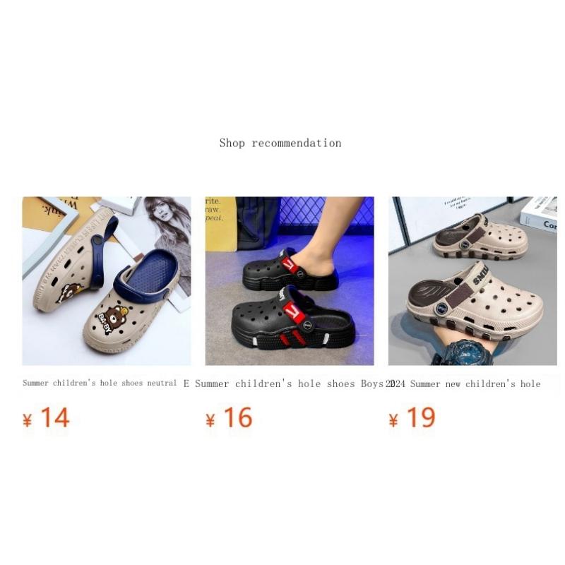 Boys' Hole Shoes Summer New Style Bag-toe Slippers For Children 6-15 Years Old Big Children's Sandals Wearing Outside And Stool-stripping kids  clogs