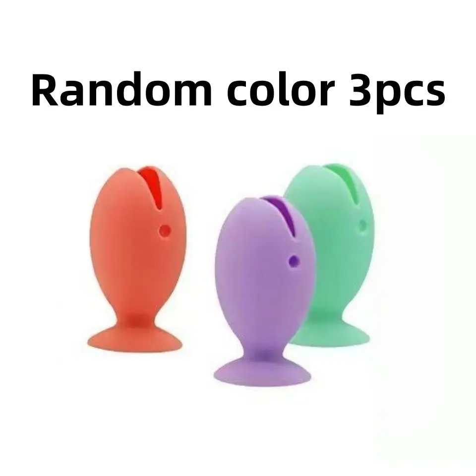 Kediikcos 3pcs Fish-Shaped Silicone Toothbrush Holder, Portable Cute Design, Travel Bathroom Accessory, Home & Travel Use