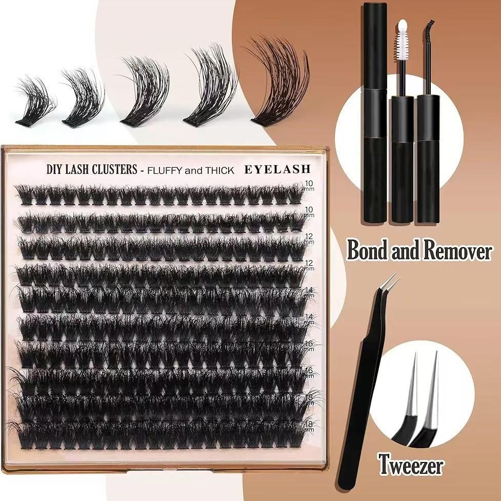 100D Lash Clusters Kit Natural Individual Lashes Wispy Eyelash Extensions 8-16mm DIY Lash Extension Kit Lash Bond and Seal Waterproof, Lash Applicator, Thick False Eyelashes Kit 100D Lash Clusters Kit Natural Individual Lashes Wispy Eyelash Extensions 8-16mm DIY Lash Extension Kit Lash Bond and Seal Waterproof, Lash Applicator, Thick False Eyelashes Kit
