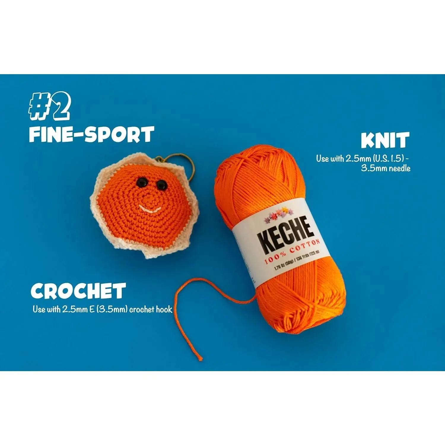 100% Mercerized Cotton Yarn for Crocheting and Knitting, Fine-Sport 2 Amigurumi Cotton Yarn, 1.76 oz (50g) / 136 Yrds (125 m) White