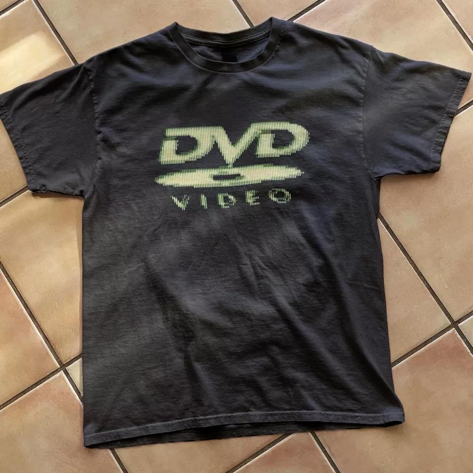 DVD Video nostalgic green logo, Vintage gaming T-Shirt, 2000s aesthetic, Retro good shirts tiedye mugshot shirt breezy shirt Cotton Menswear