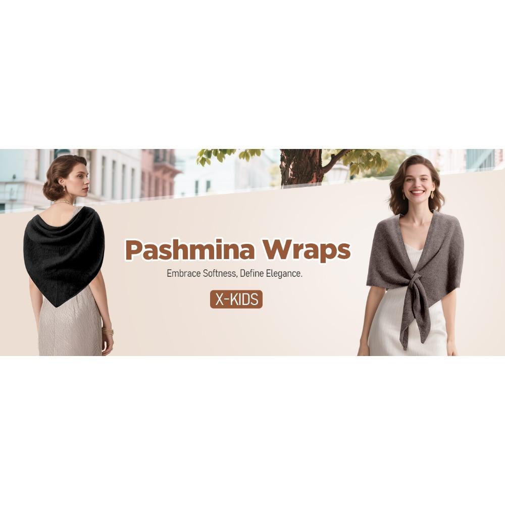 Pashmina Wraps for Women Poncho Shawls for Evening Dresses Top Casual Knitted Triangle Cashmere Scarf for Winter