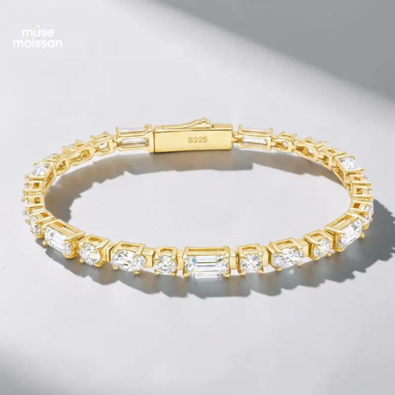 MUSE Moissanite Tennis Bracelet S925 18K Gold-Plated or Silver Finish