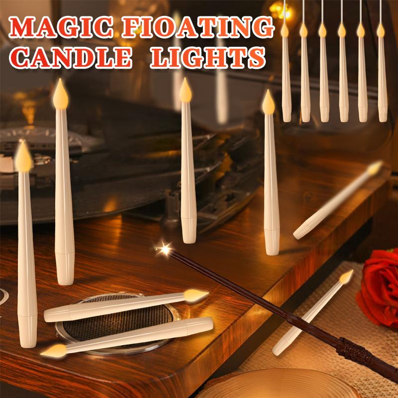 12, 24PCS floating candle, with wand, Christmas decoration, with wand remote, flicker warm light flameless hanging candle battery powered, LED candle, suitable for parties Halloween Set Traditional Switch Window Ornaments 12Pcs