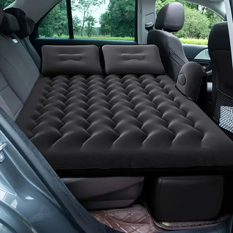 Outdoor Inflatable Bed -1 Portable Inflatable Car Mattress, Including Repair Additions And Storage Bag, Made of PVC Material, Available in Light Beige/Blue/Black/Gray Colors, SUV Inflatable Bed, Suitable for Rear Seat Sleep, Outdoor Camping Travel