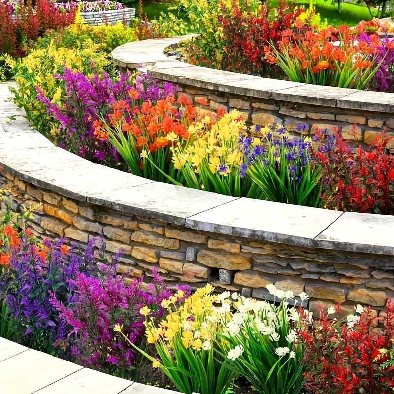 [Realistic | Multicolor] 6 Bundles Artificial Flowers - Realistic Multicolor Wildflower Bouquet |   Fade-Resistant Plastic Flowers |   Outdoor Indoor Blossoms for Weddings, Homes, Hotels, Cemeteries, Courtyards, Gardens, Vases