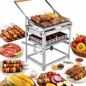 Portable Stainless Steel BBQ Grill – One-Handed 360° Flip | Ideal for Camping and Backyard Gatherings | Easy to Clean – A Summer BBQ Essential