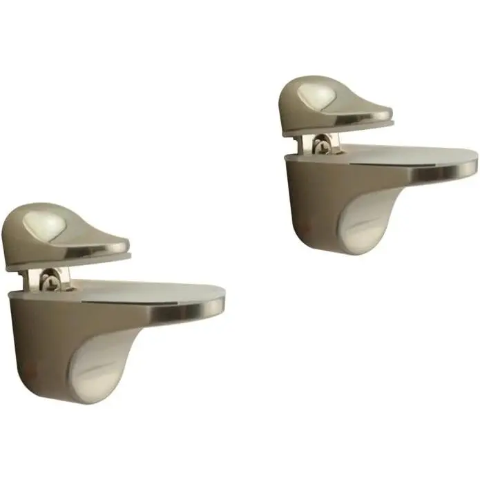 Zinc Alloy Wall-Mount Shelf Support, Adjustable 6-22mm for Wood/Glass Shelves, Brushed Nickel, 2 Pack