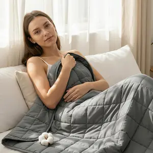 Weighted Blanket 15-pounds 48 x 72 - Adults Cooling Heavy Twin Size Blankets for All-Seasons Sleeping, Soft & Breathable with Premium Glass Beads, Machine Washable