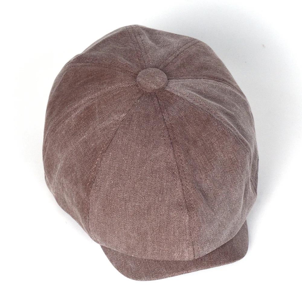 Unisex Four Seasons Cotton Newsboy Caps Men Women Octagonal Hat For Male Detective Hats Retro Flat Caps
