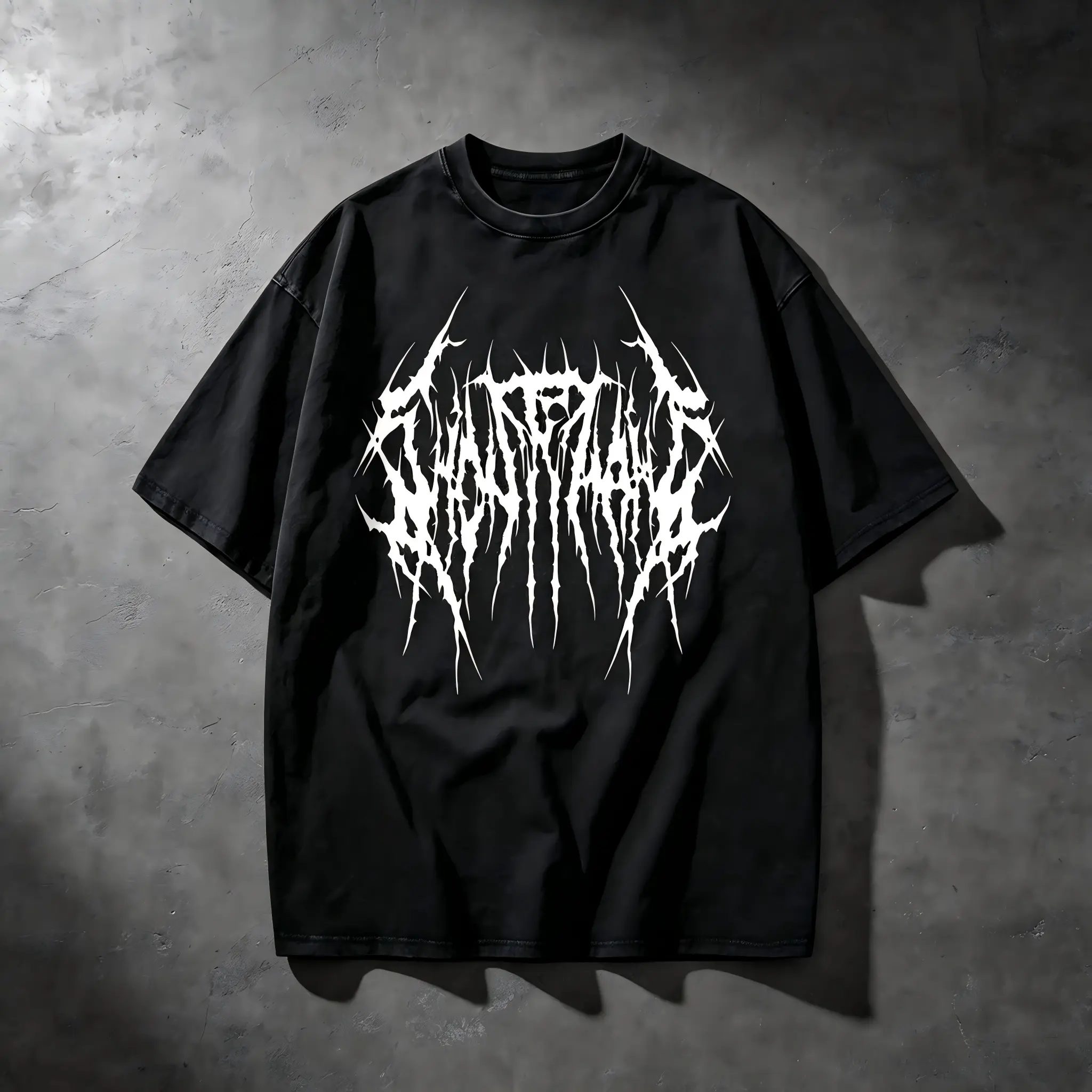 Mens Monochrome Metal: Spiked Shadow Graphic Tee - 100% Cotton Comfortable Fashion Style