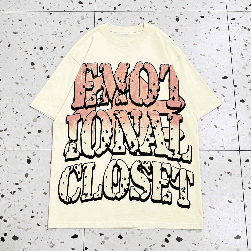 MIXED EMOTION Rhinestone Short Sleeve Black Mens Tshirts Streetwear Cotton Loose Round Neck Top Tees Oversized Unisex Y2K Graphic Casual Outdoor Summer Trendy Fashion