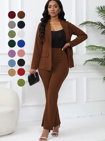 New Women's Elegant 2-Piece Suit Set, Long Sleeve Fitted Blazer with Matching Trousers, Stylish Office Wear for Modern Women,Business Casual Outfits