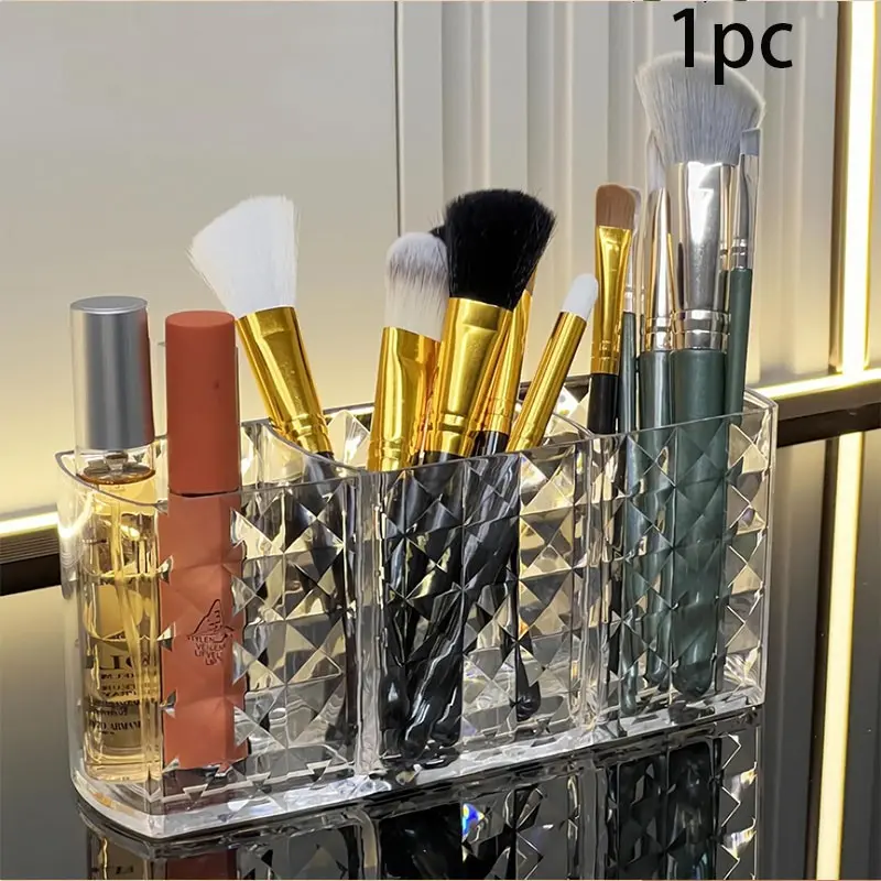 Three-Compartment Rectangular Transparent Acrylic Jewelry Box, Stackable Design, Large Capacity, Modern Minimalist Desktop Organizer