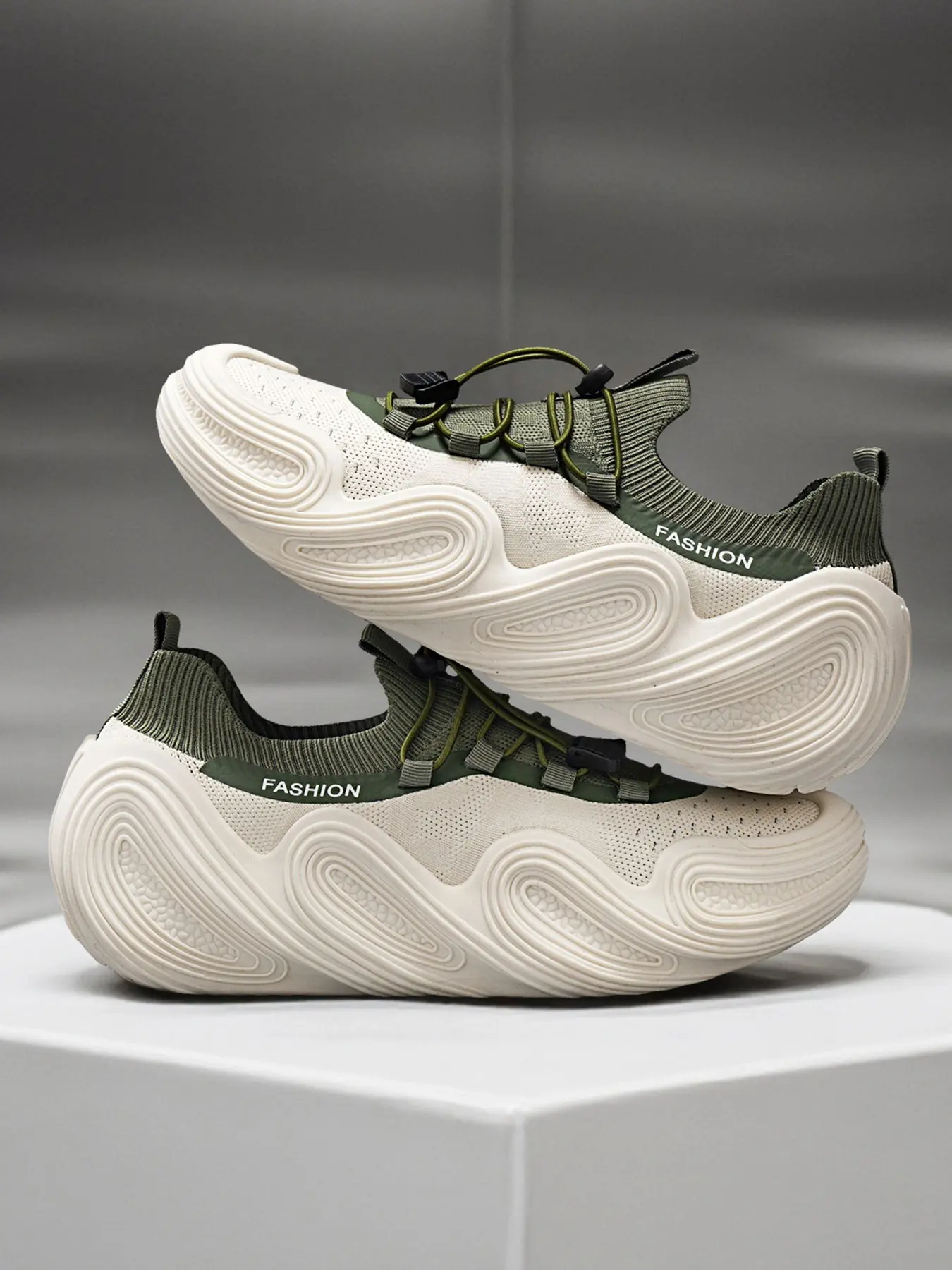 Lazy One-Step Thick Sole Casual Shoes, Elastic Laces, Breathable Mesh, Shock Absorption, Comfortable, Non-Slip, Unisex, Lightweight, Trendy