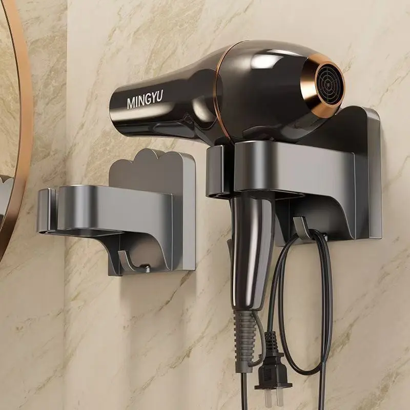 Wall-Mounted Hair Dryer Holder, No-Drill Bathroom Storage Rack, Wall-Mounted Hair Dryer Stand, Electric Hair Dryer Placement Shelf