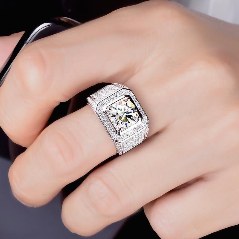 1-3Carat Lab Grown Diamond Men's Ring D Color,VS,Real Gold 10K/14K/18K Wedding Band Promise Rings for Him/Husband Fine Jewelry Gifts for Valentine's Day Fathers Day