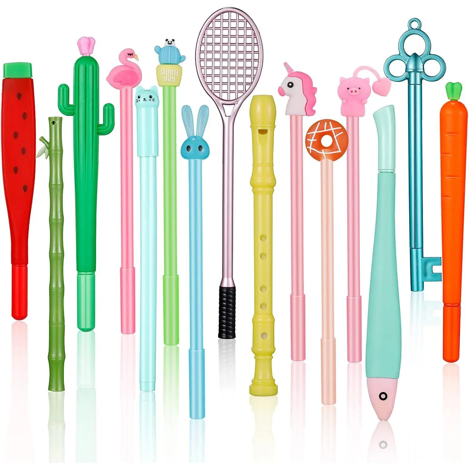 15 count Cartoon Gel Pens for Girls Funny Cool Pen Bulk  Unicorn Cactus Cute Novelty  Fancy Kawaii Gel Ink Pens Funny  to School  for Students Classroom
