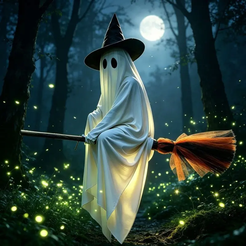 Flying Broom Ghost Halloween Outdoor Lawn Haunted House Decoration Props, Spooky Festival Accessories, Unique Party Supplies