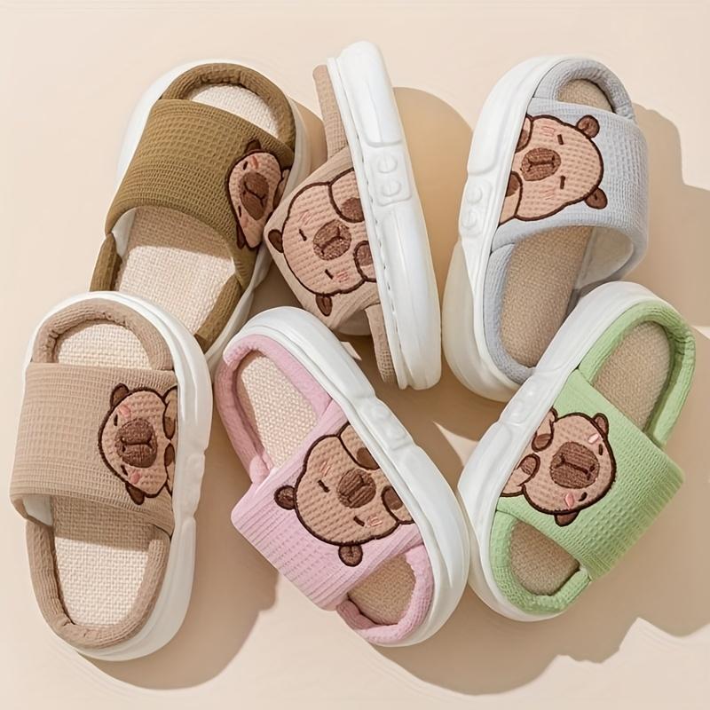 Soft Open-Toe Kids-On Shoes Non-EVA Sole Beige Brown Indoor Outdoor Design Comfortable Safety