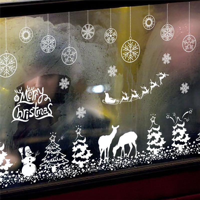 Celebrate Christmas Wall Stickers For Store Office Home Decoration White Xmas Festival Theme Wall Mural Art Diy Window Decals
