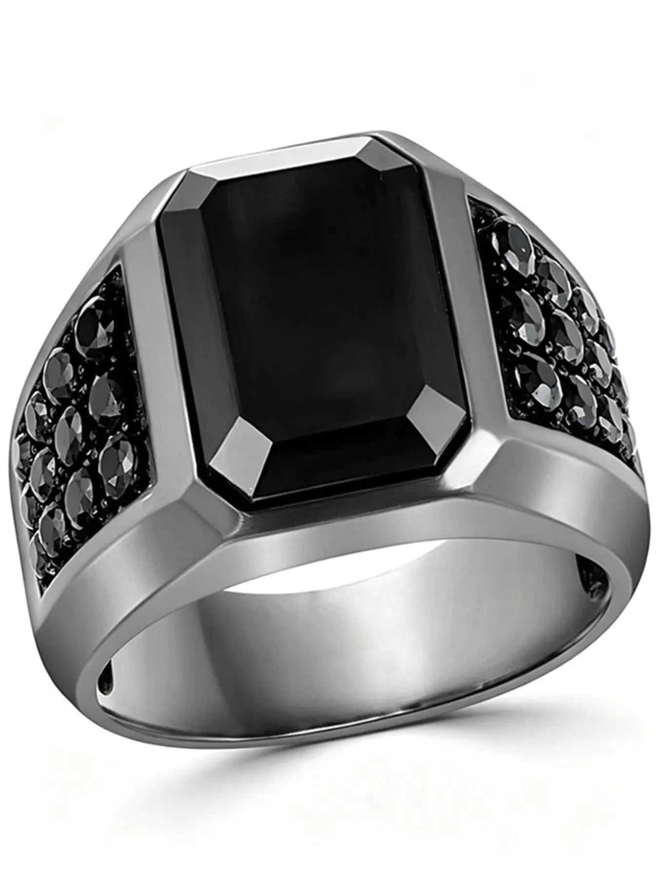 Men's Luxury Rhinestone Decorated Ring, Casual All-match Jewelry for Boys Gift, Classic Fashion Accessories for Daily Wear, Thickness Rings, Statement Rings, Engagement Wedding Ring, Beautiful Rings