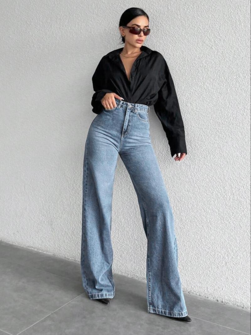 Baggy Pants for Women, Casual High Waist Wide Leg Jeans, Comfortable Stretch Denim, Trendy Streetwear Style, Perfect for Daily Wear
